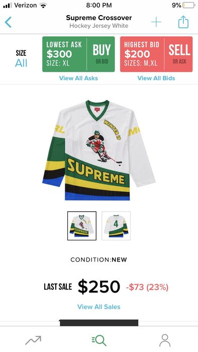 Supreme Crossover Hockey Jersey FW19 Size Large Brand New