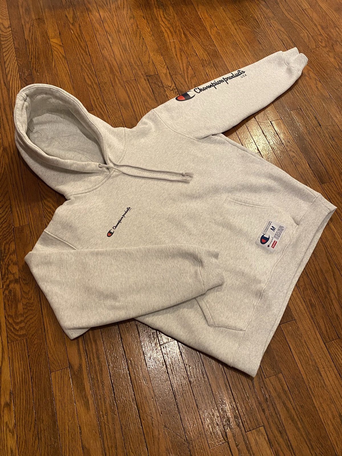 Champion Supreme Label Hoodie | Grailed