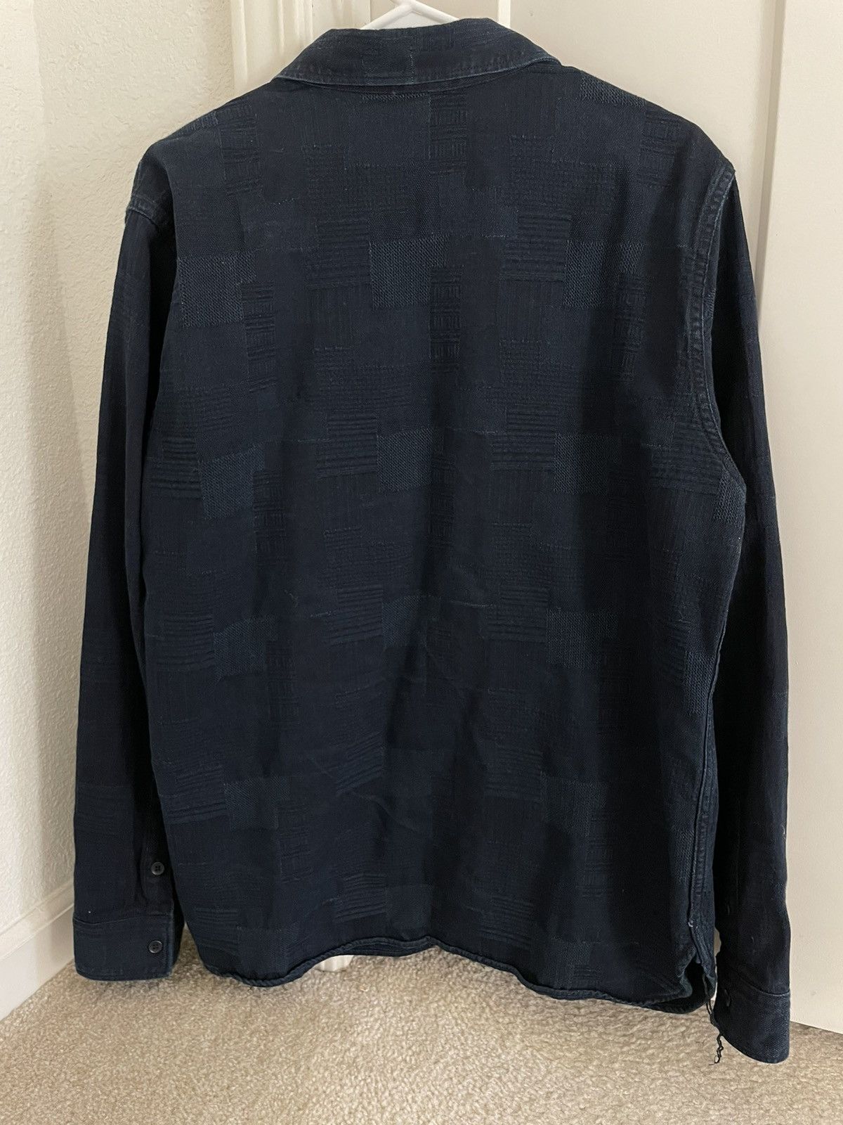 Pure Blue Japan Jacquard Patchwork Button Up Shirt in Deep Indigo Size US L / EU 52-54 / 3 - 3 Thumbnail