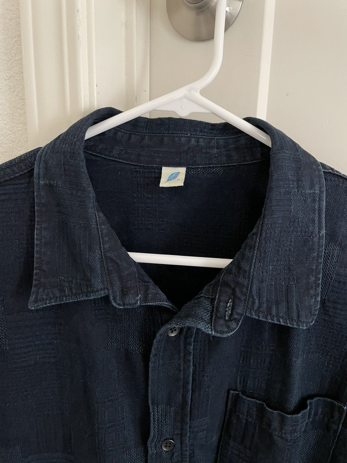 Pure Blue Japan Jacquard Patchwork Button Up Shirt in Deep Indigo Size US L / EU 52-54 / 3 - 2 Thumbnail