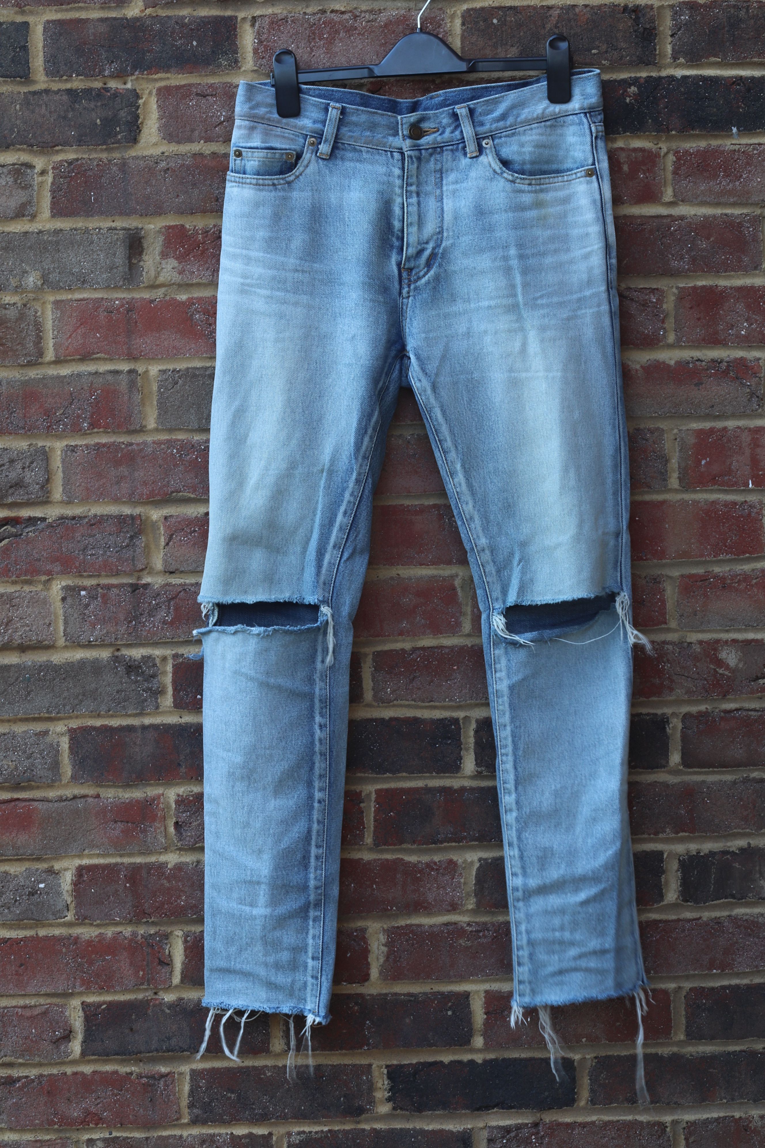 Saint Laurent Paris SS17 Blue Knee Slit Denim Size US 30 / EU 46 - 1 Thumbnail