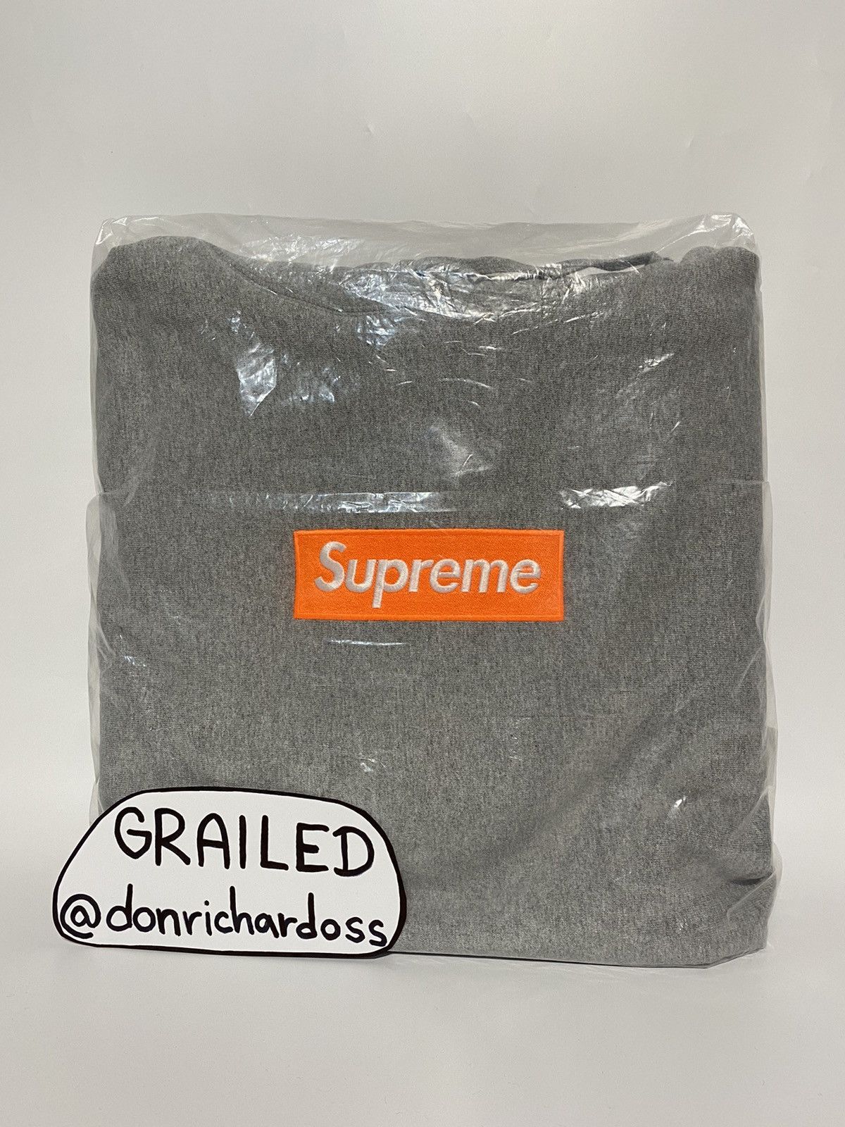 Supreme grey orange box logo online hoodie