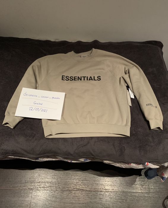 Fear of God FOG Essentials Olive Crewneck Sweatshirt Size L | Grailed