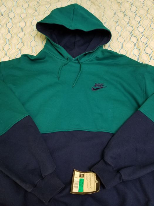 Nike Vintage 90s Nike Colorblock Hoodie Sweatshirt Green Blue