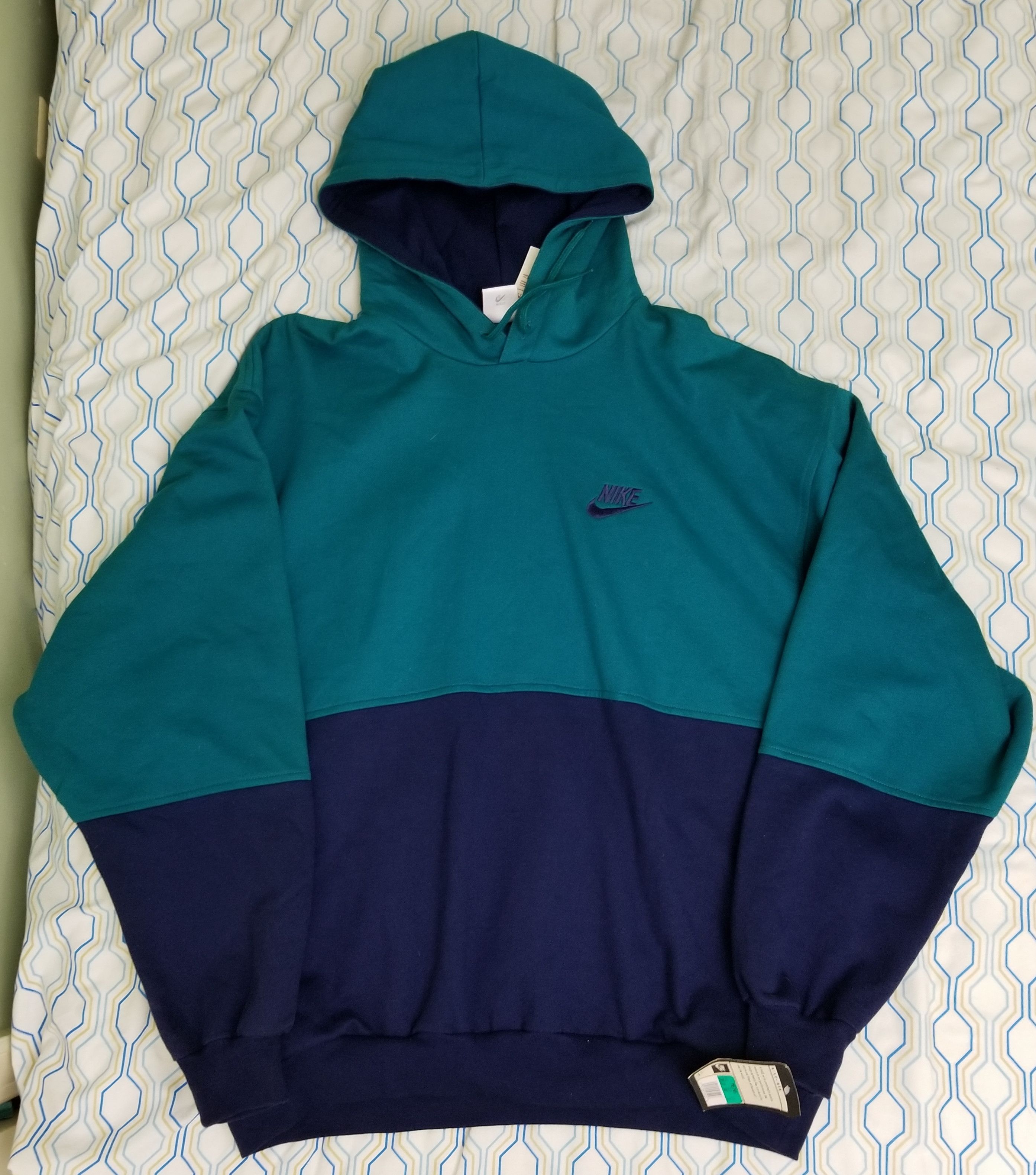 Factory Vintage 90s Nike Colorblock Hoodie Sweatshirt - Size Large