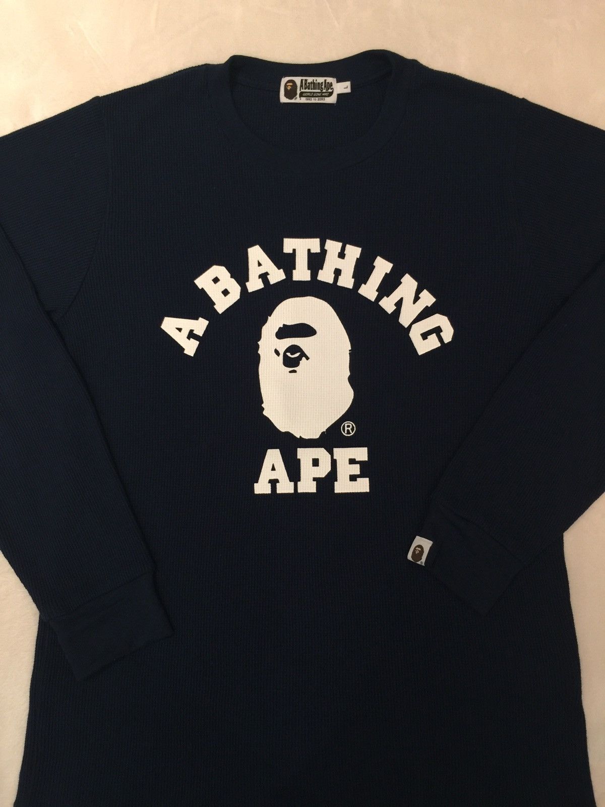 A newest bathing ape college thermal long sleeve black bape