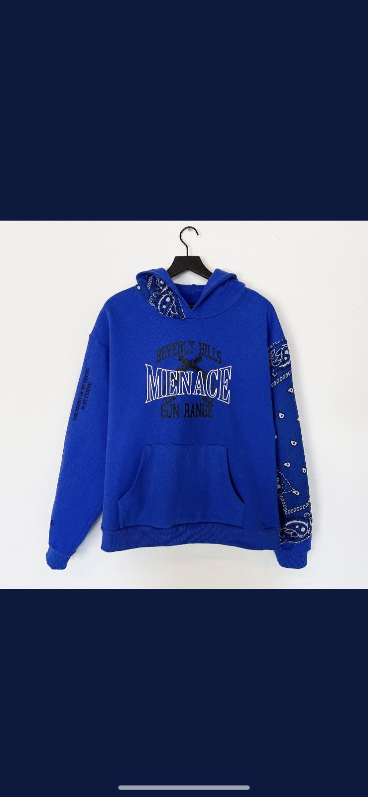 Menace Menace Beverly Hills Gun Range Bandana Hoodie Blue Grailed