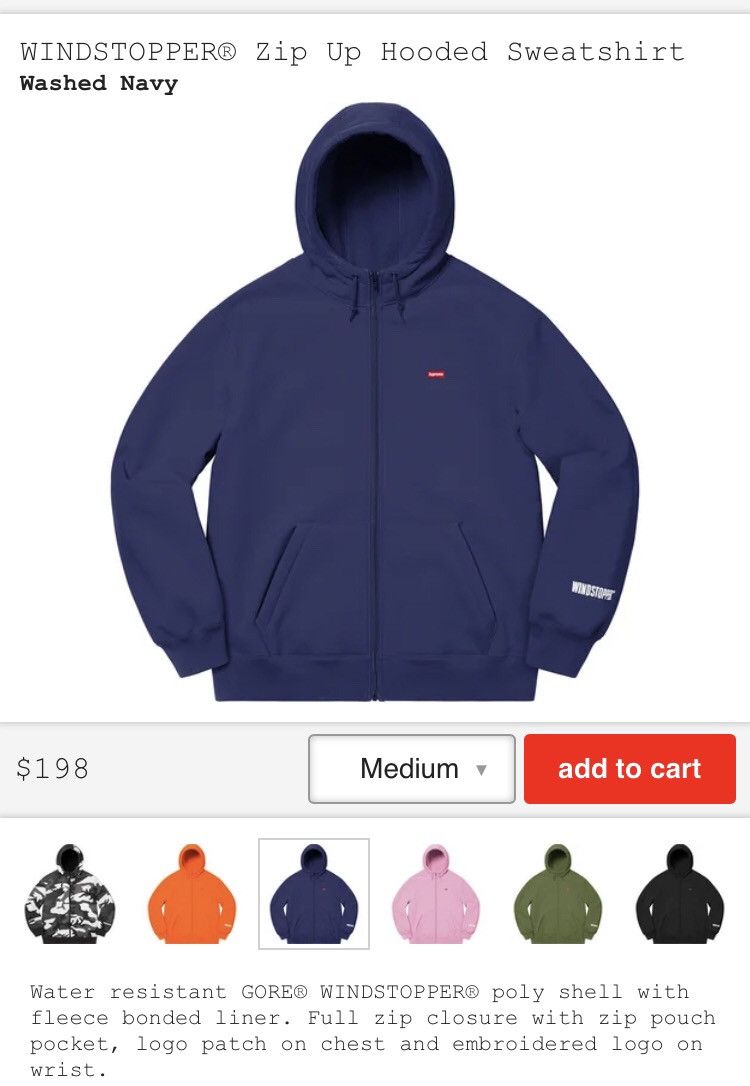 Supreme Windstopper Zip Up Hoodie | Grailed