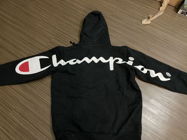 Supreme Supreme x Champion Hooded Sweatshirt Black Large | Grailed