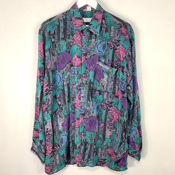 Dior Vintage Christian Dior Floral Flower Print Silk Shirt | Grailed