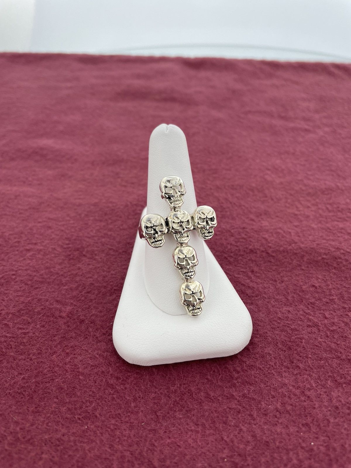 Silver Skull Cross Ring