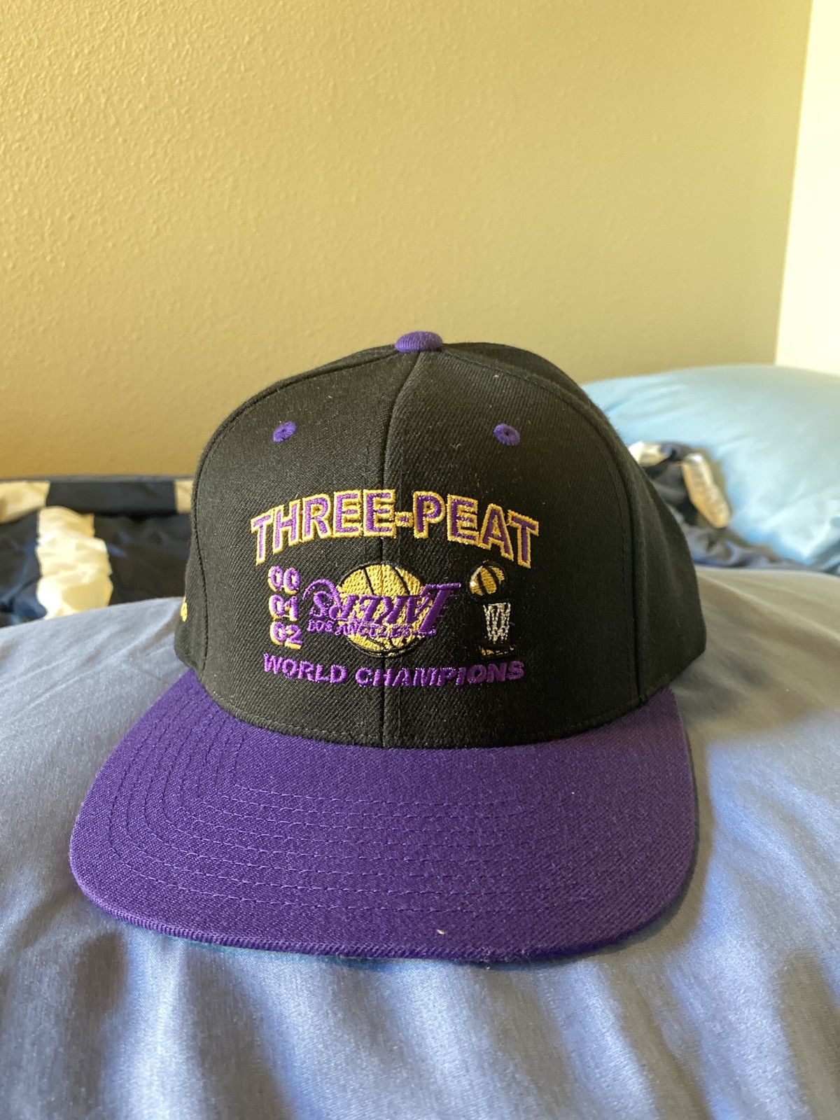 Uniform Studios Lakers Three Peat Champions Snapback Hat | Grailed