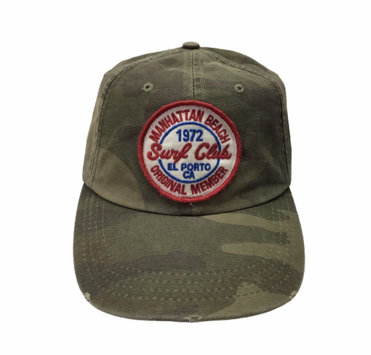 Manhattan Beach Surf Club 1972 El Porto CA Camo Hats Caps
