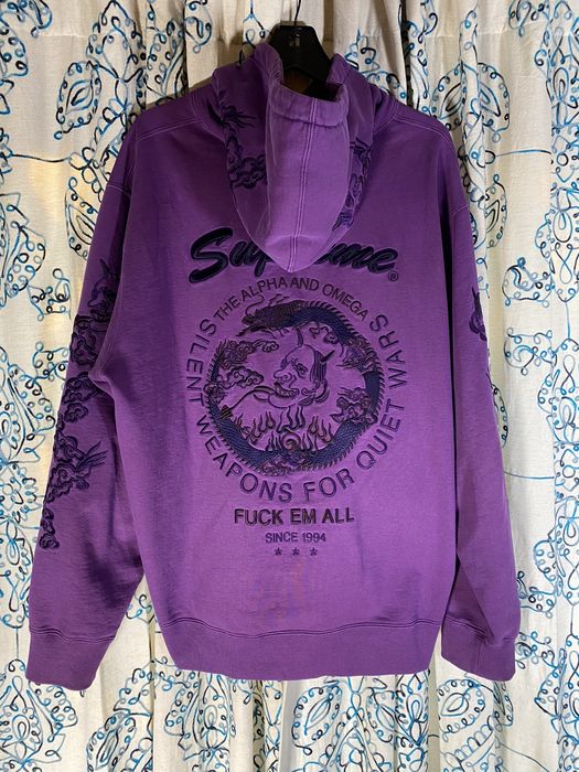 Supreme Supreme Dragon Overdyed Hooded Sweatshirt Bright Purple