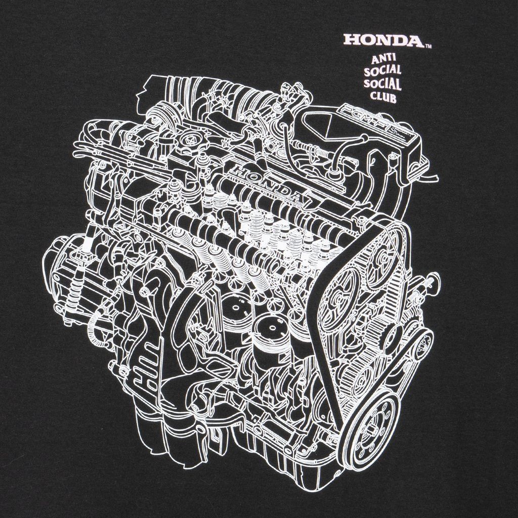 Anti Social Social Club × Honda DS ASSC Pink Logo engine Honda Motor Black Tee in hand Size US M / EU 48-50 / 2 - 5 Thumbnail