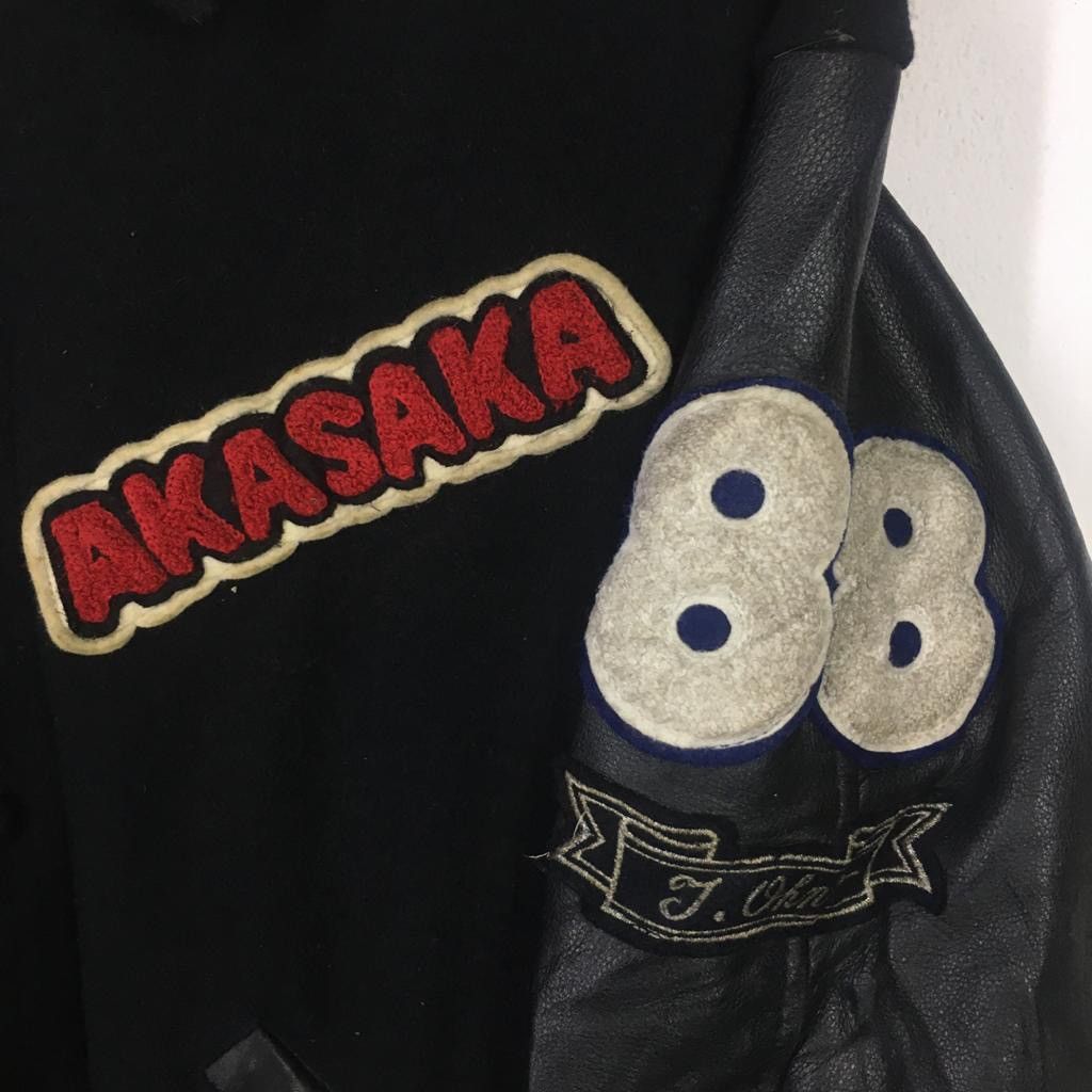 Vintage Vintage Akasaka Varsity Jacket Leather Sleeve Size US L / EU 52-54 / 3 - 4 Thumbnail