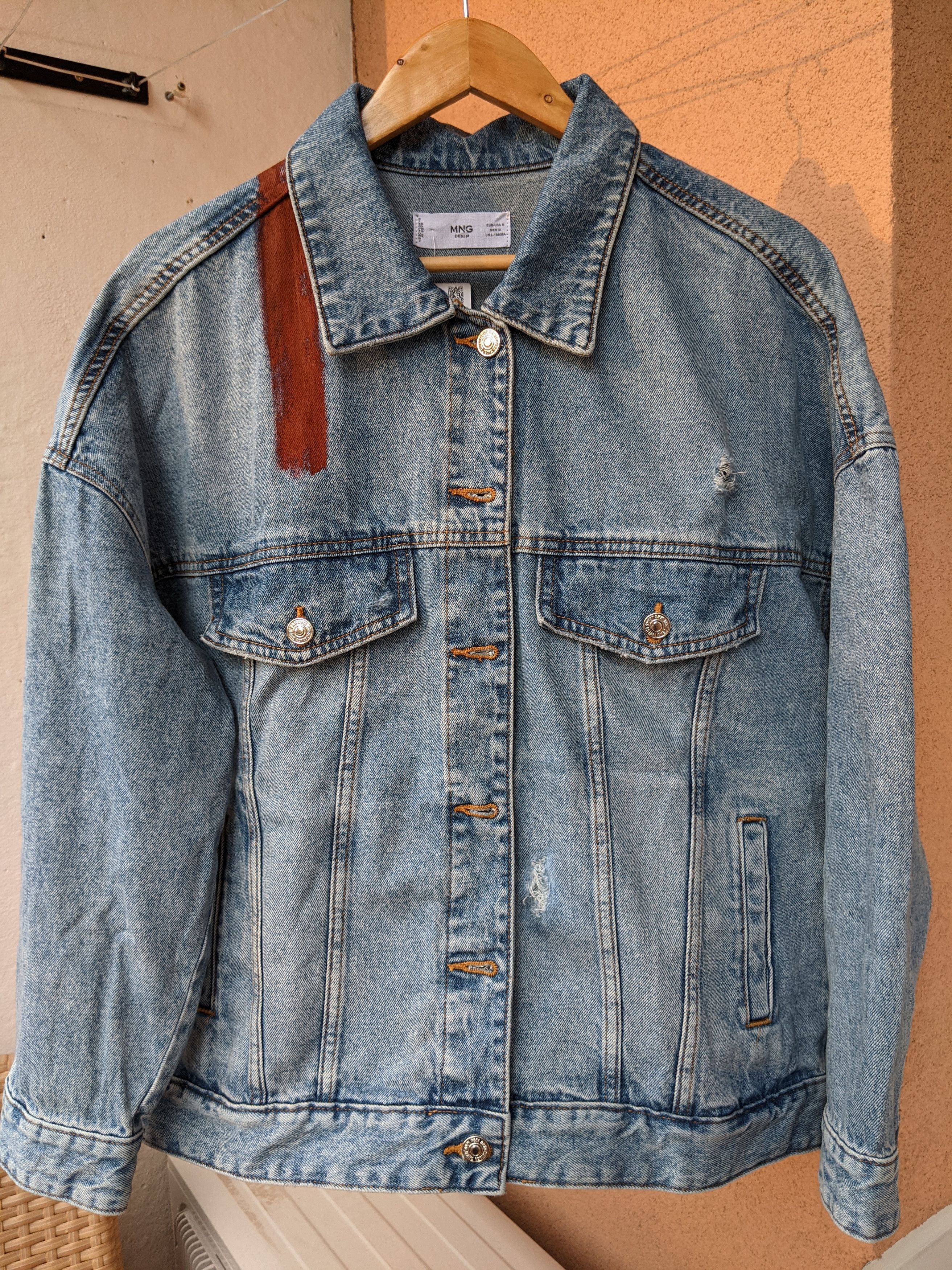 Handmade Custom hand-painted denim jacket 'SMOKE2' Size US S / EU 44-46 / 1 - 3 Thumbnail