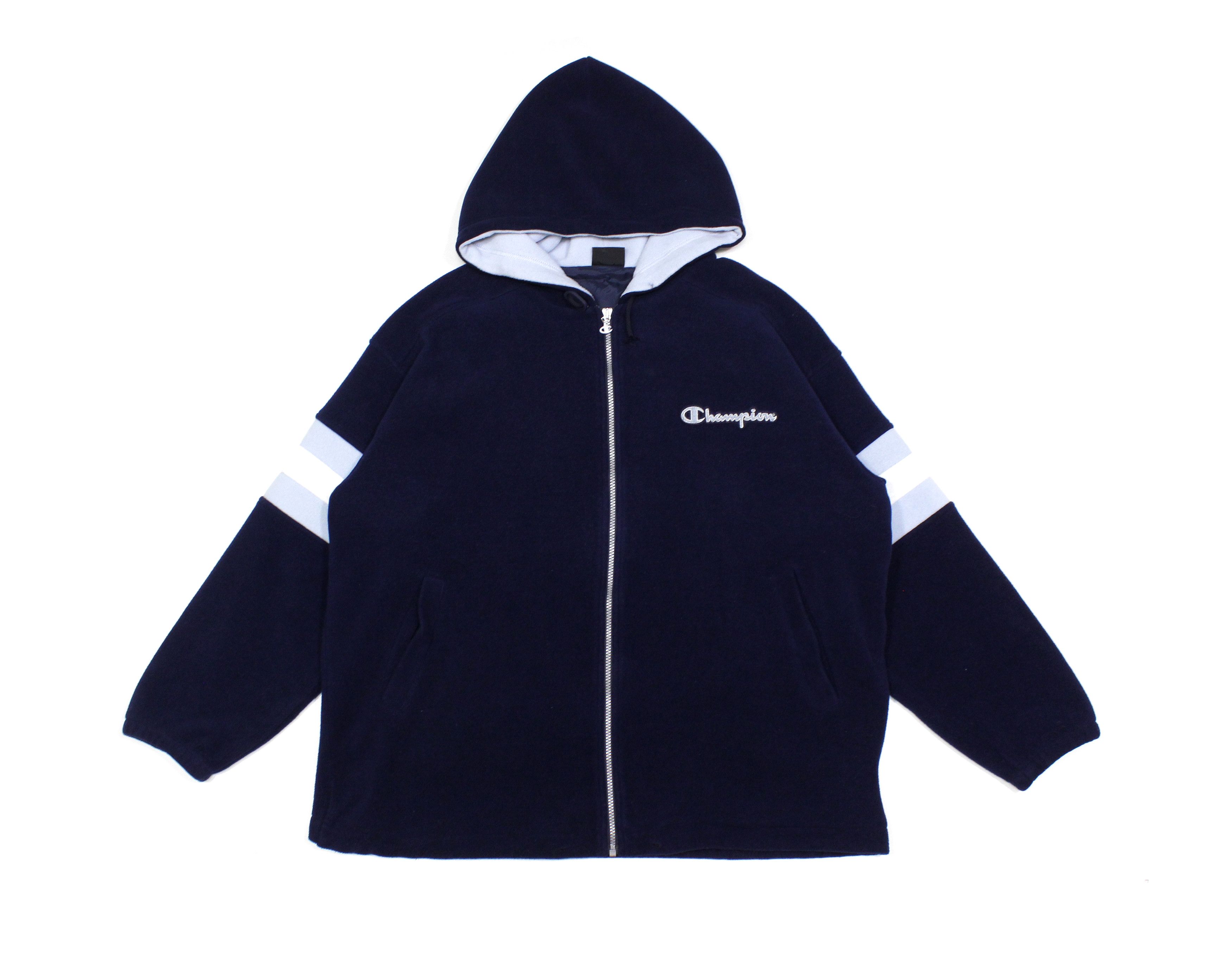 Champion Logo Hooded Fleece Jacket Vintage Size US L / EU 52-54 / 3 - 1 Thumbnail