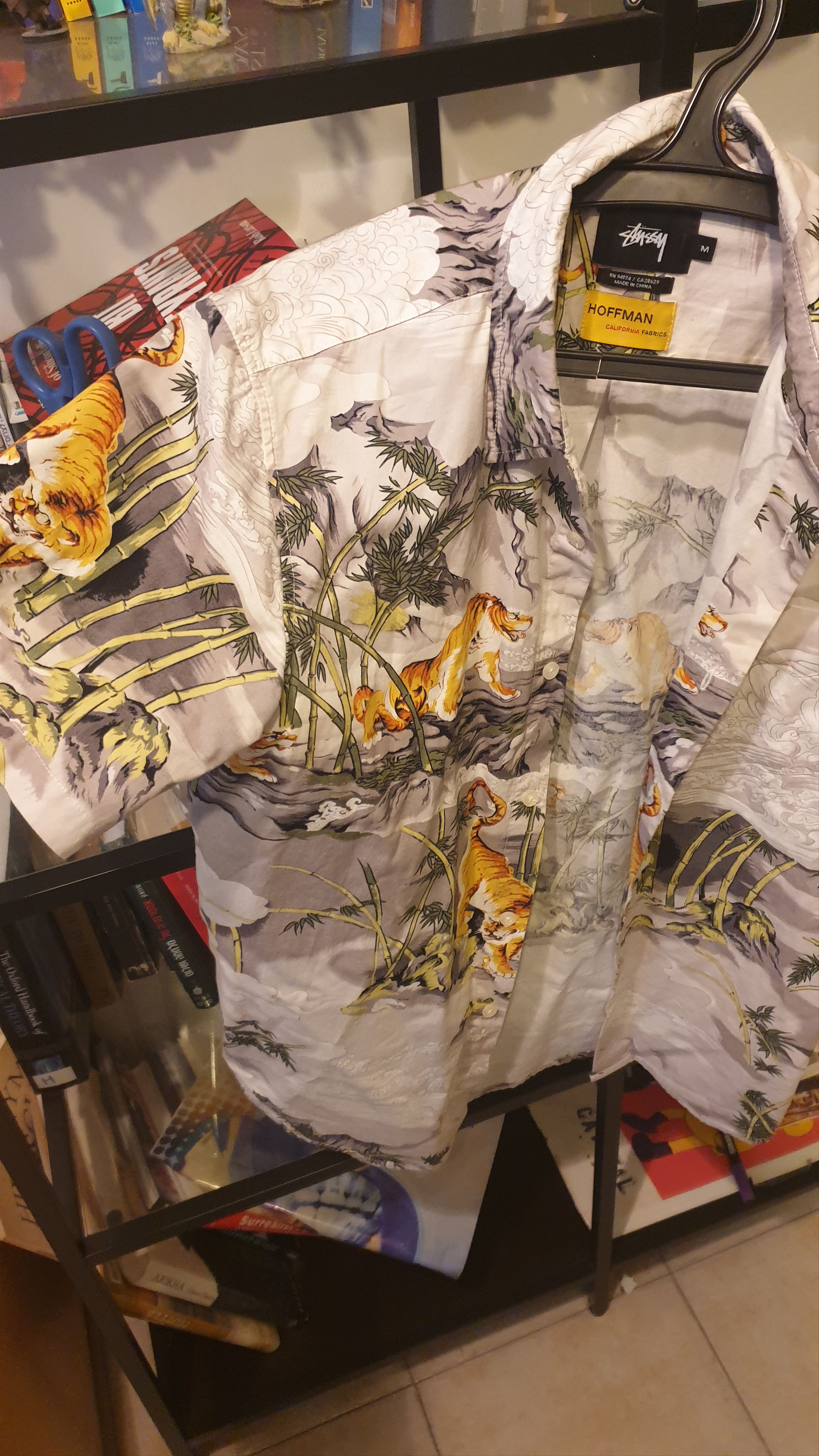 Rare Stussy China World Tribe Tiger Cameo Print Polo