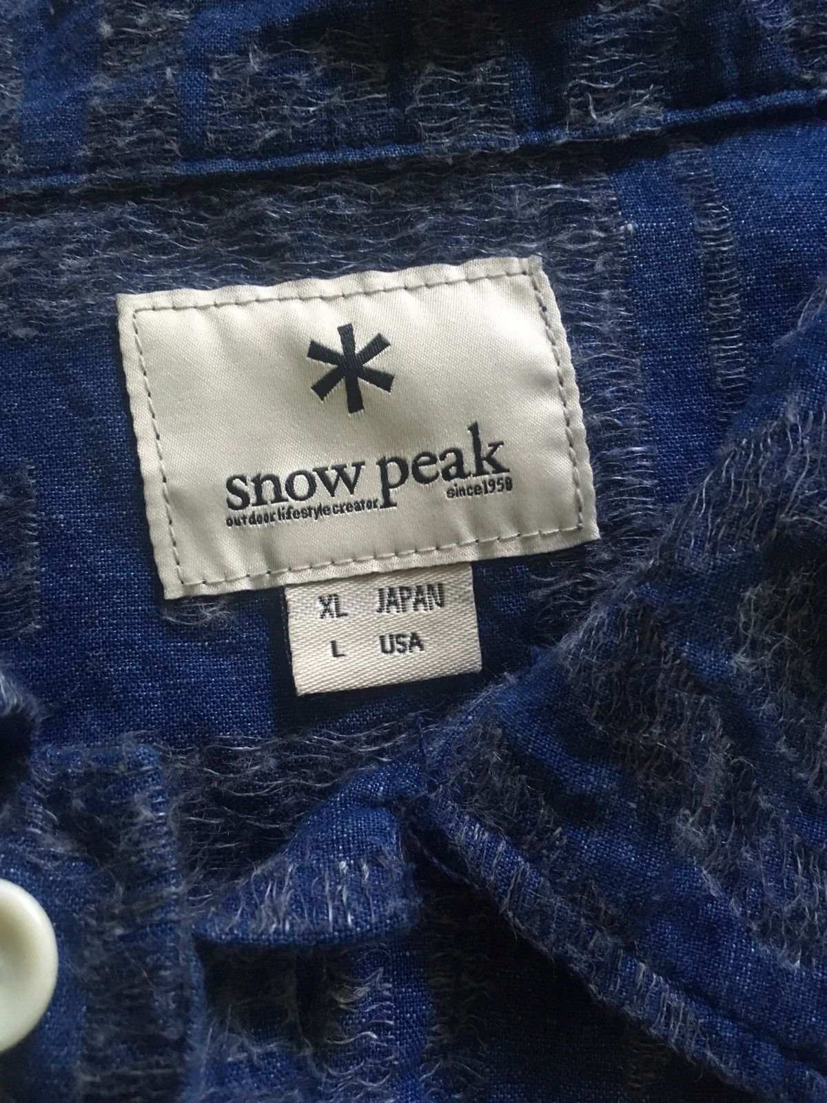 Snow Peak Indigo Stole Pattern Shirt Size US L / EU 52-54 / 3 - 4 Thumbnail