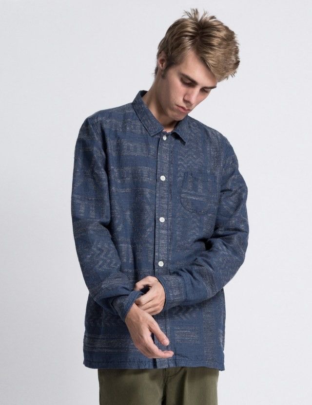 Snow Peak Indigo Stole Pattern Shirt Size US L / EU 52-54 / 3 - 6 Thumbnail