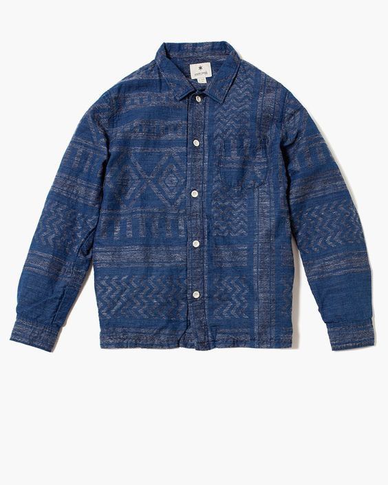 Snow Peak Indigo Stole Pattern Shirt Size US L / EU 52-54 / 3 - 8 Thumbnail