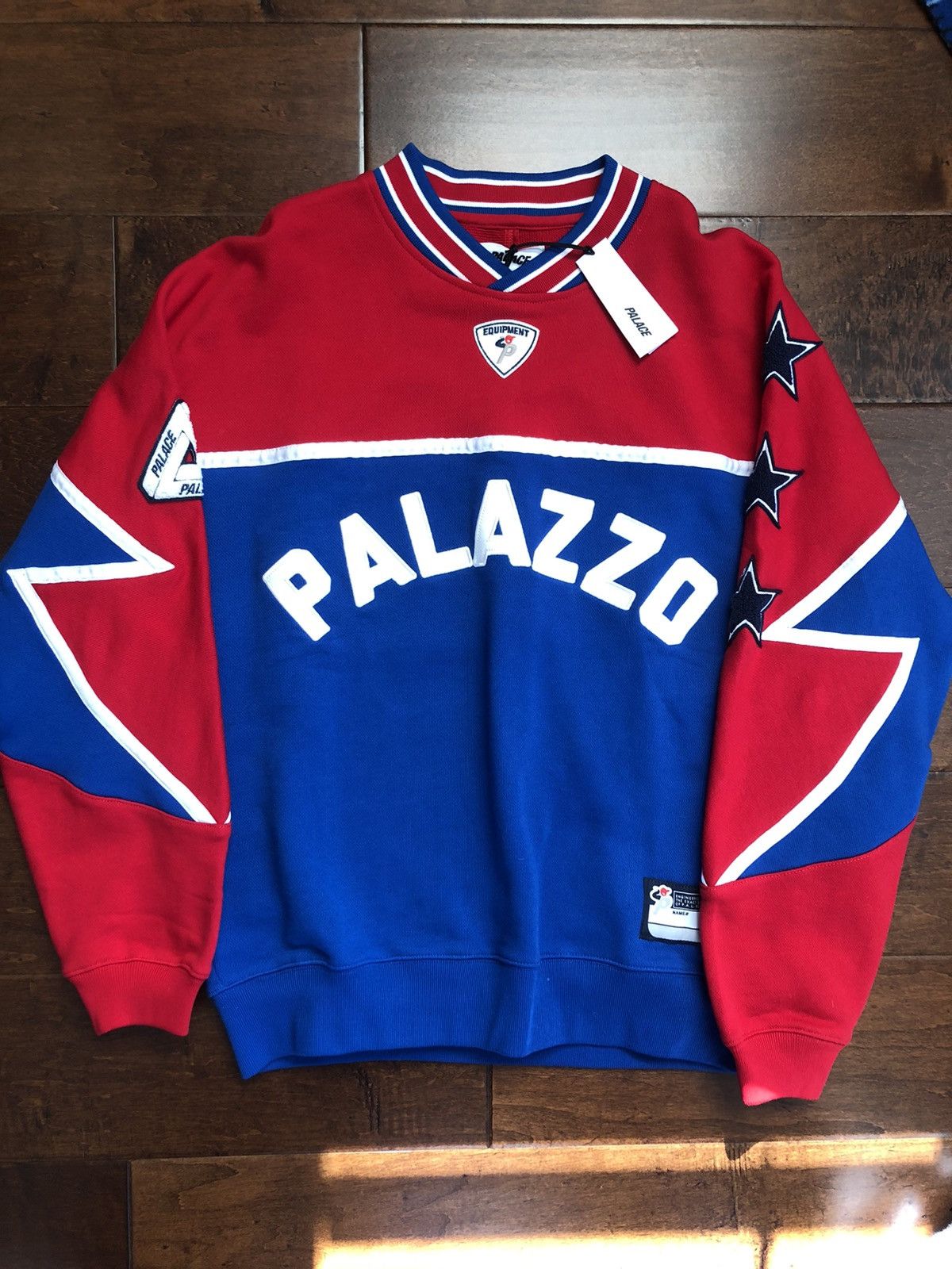 Palace Palace PALAZZO Crewneck Red/Blue Size Medium | Grailed