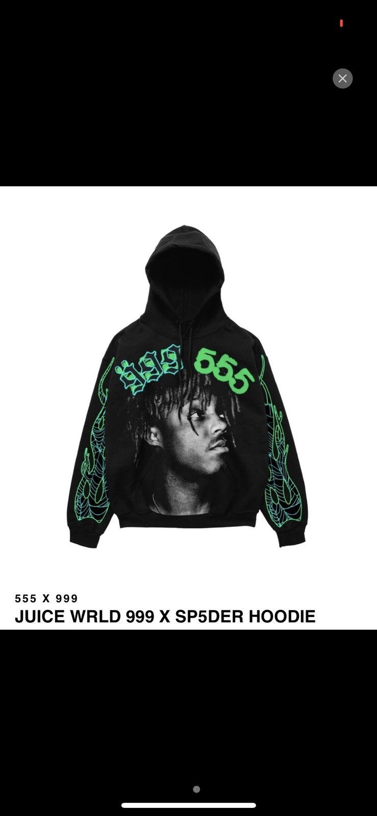 999 Club × Sp5der Juice Wrld x Spider Worldwide Hoodie Size Medium