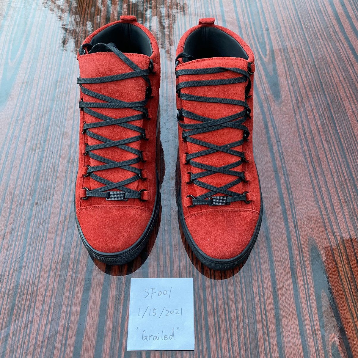 Red suede balenciaga on sale