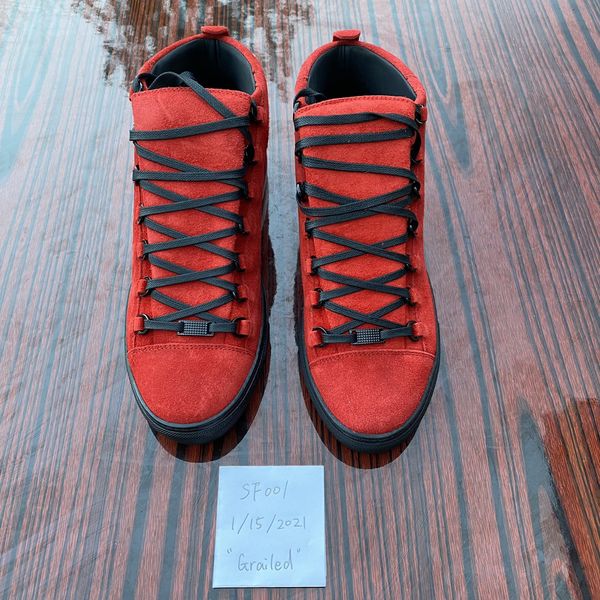 Red suede hot sale balenciaga arena