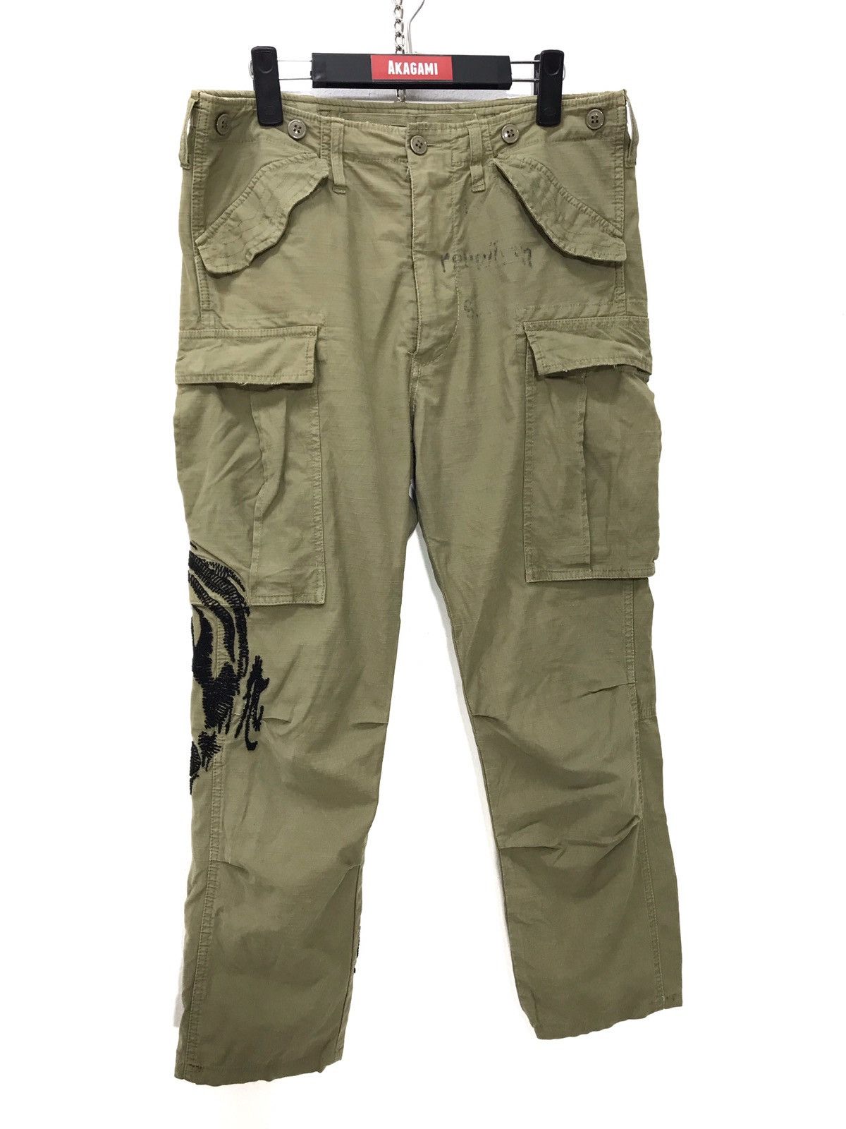 Japanese Brand Raer Italy Military Cargo Cropped Style Embroydery Pant 31🟦 Size US 32 / EU 48 - 6 Thumbnail