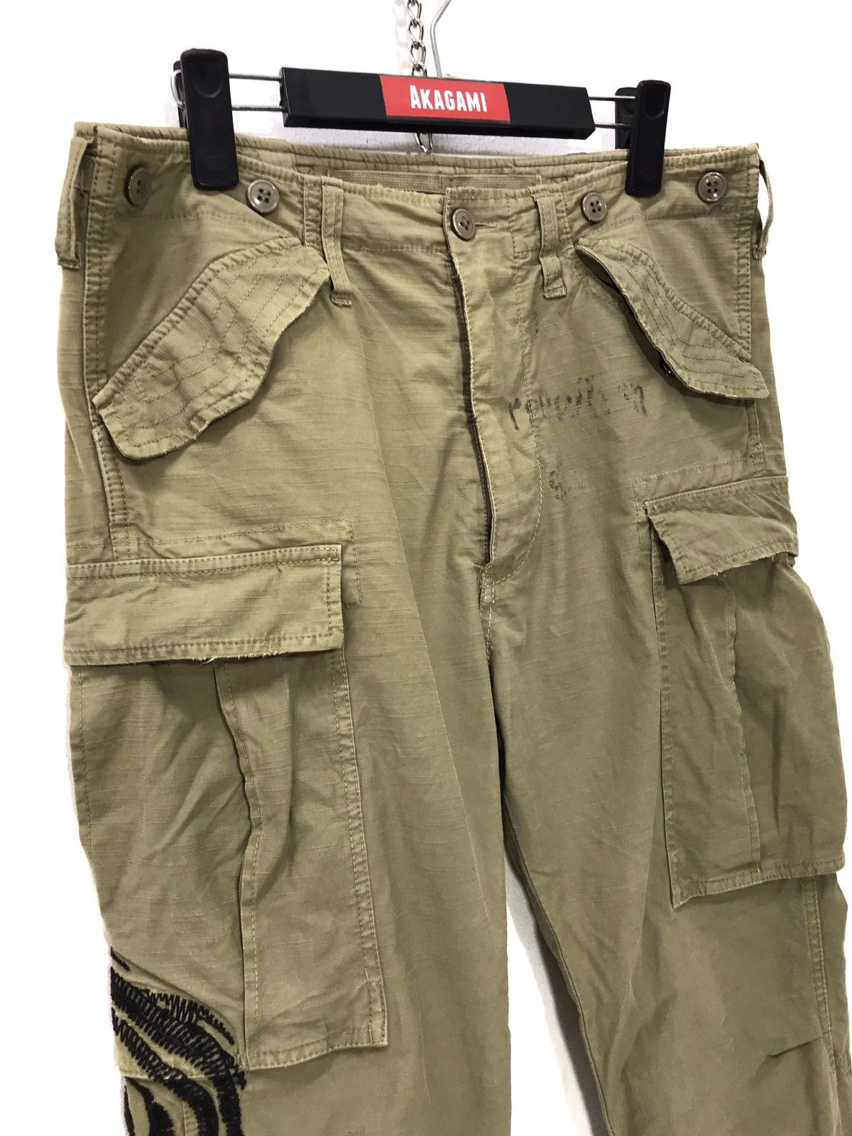 Japanese Brand Raer Italy Military Cargo Cropped Style Embroydery Pant 31🟦 Size US 32 / EU 48 - 8 Thumbnail