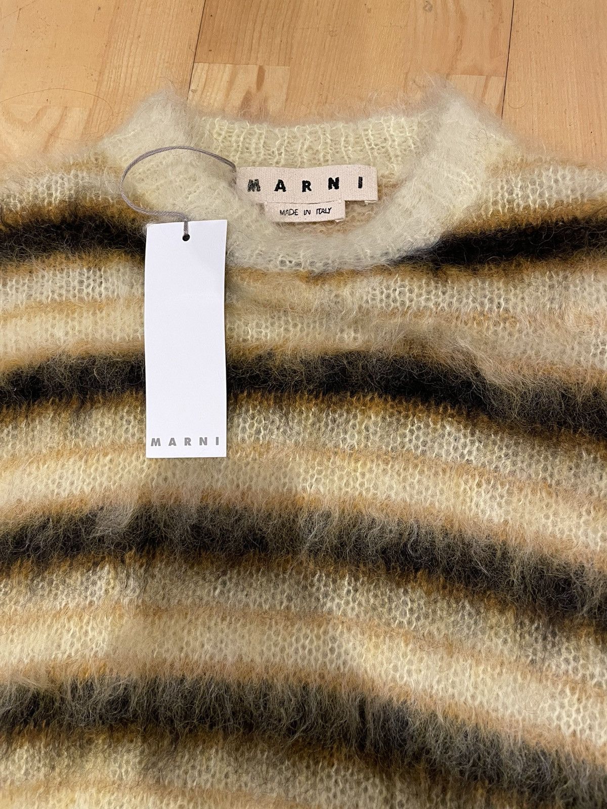 Marni Black/Yellow Striped Mohair Sweater Size US M / EU 48-50 / 2 - 5 Thumbnail