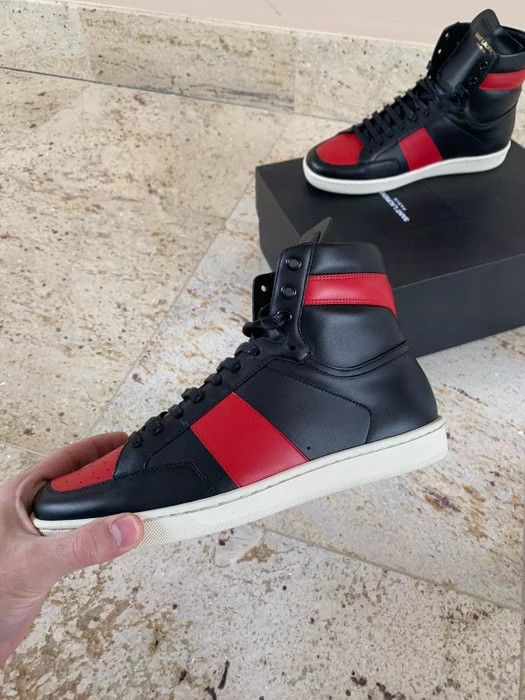 Saint Laurent Paris Wolly High Top Trainer in Black / Vermillion Size US 9 / EU 42 - 8 Thumbnail
