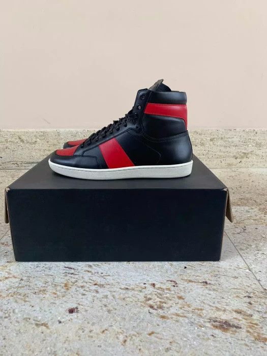 Saint Laurent Paris Wolly High Top Trainer in Black / Vermillion Size US 9 / EU 42 - 1 Thumbnail
