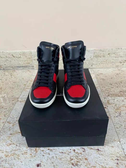 Saint Laurent Paris Wolly High Top Trainer in Black / Vermillion Size US 9 / EU 42 - 4 Thumbnail