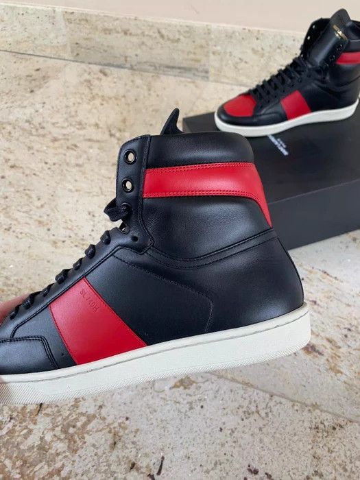 Saint Laurent Paris Wolly High Top Trainer in Black / Vermillion Size US 9 / EU 42 - 9 Thumbnail