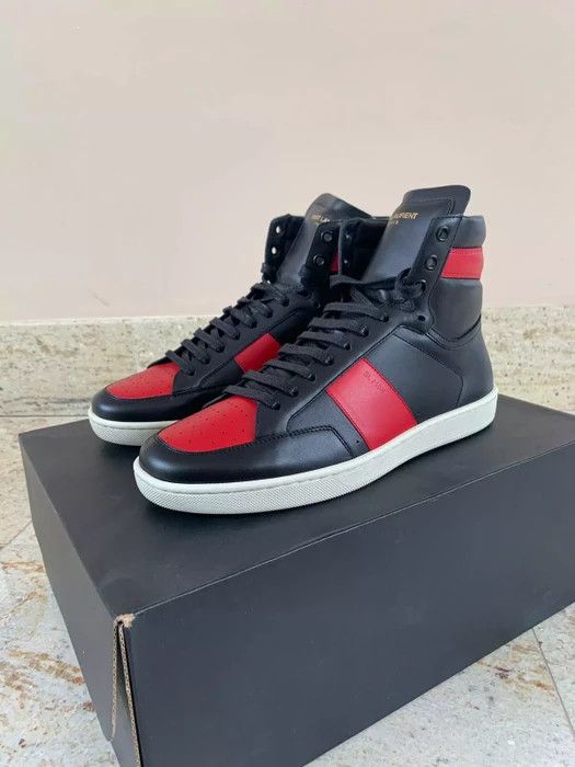 Saint Laurent Paris Wolly High Top Trainer in Black / Vermillion Size US 9 / EU 42 - 6 Thumbnail
