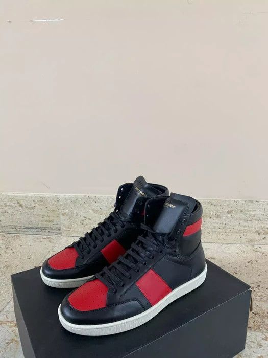 Saint Laurent Paris Wolly High Top Trainer in Black / Vermillion Size US 9 / EU 42 - 7 Thumbnail