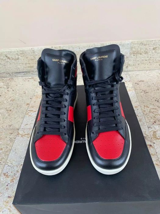 Saint Laurent Paris Wolly High Top Trainer in Black / Vermillion Size US 9 / EU 42 - 10 Thumbnail