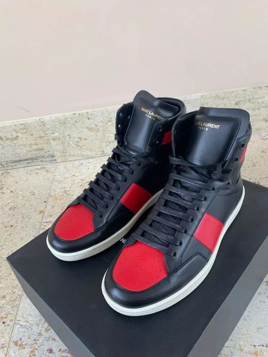 Saint Laurent Paris Wolly High Top Trainer in Black / Vermillion Size US 9 / EU 42 - 3 Thumbnail