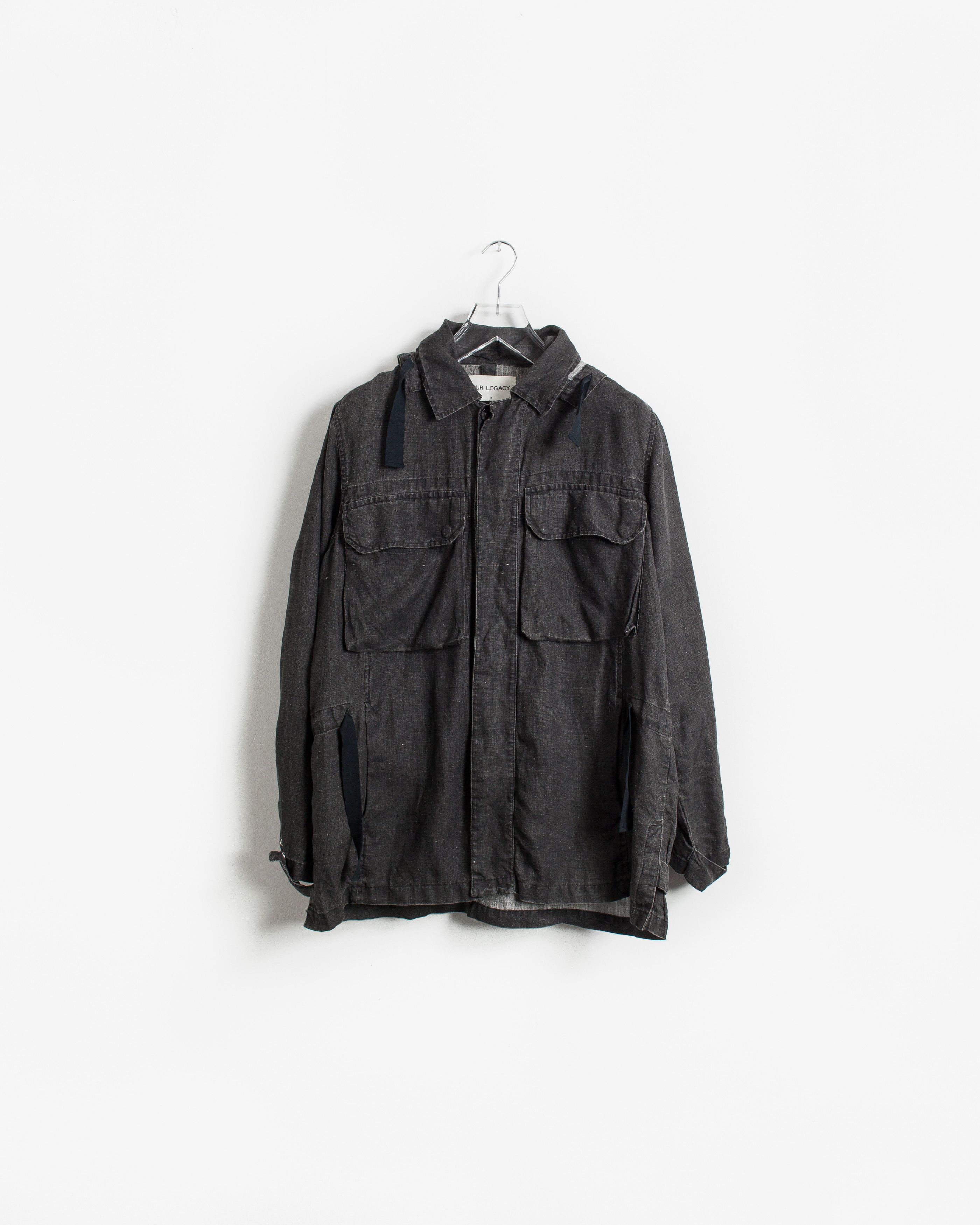 Our Legacy Coated Black Linen Parka Jacket Grailed