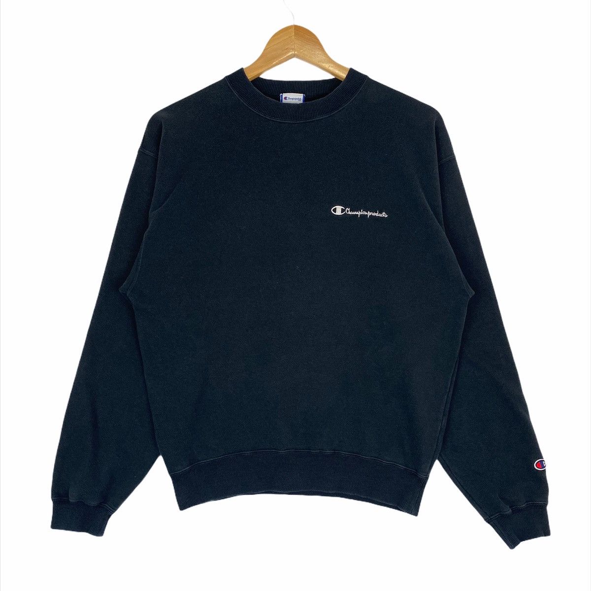 Vintage Champion Script Logos Black Sweatshirt | Grailed