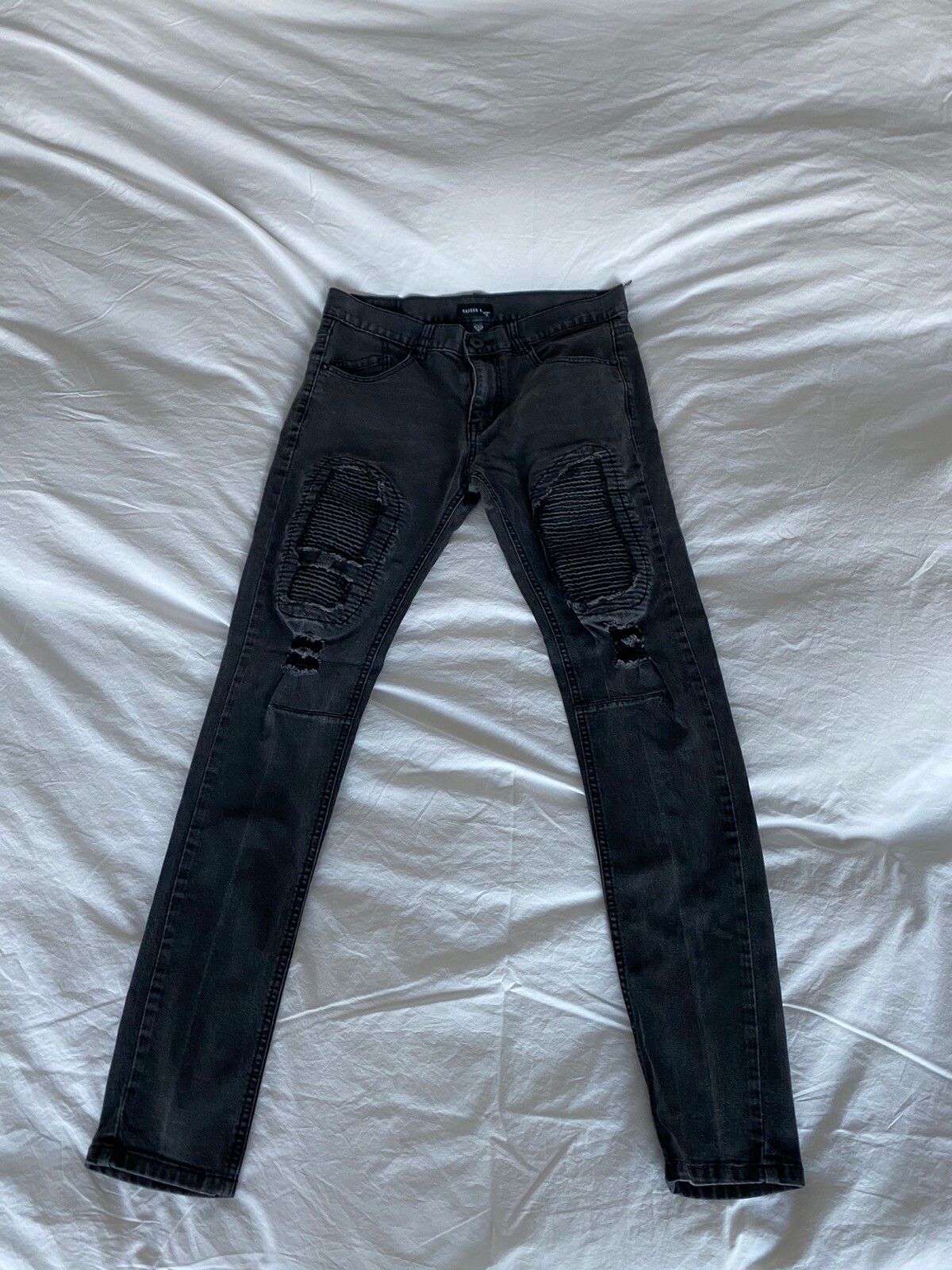 Kayden K Dark Grey Kayden K Jeans with Rips at the knee | Grailed