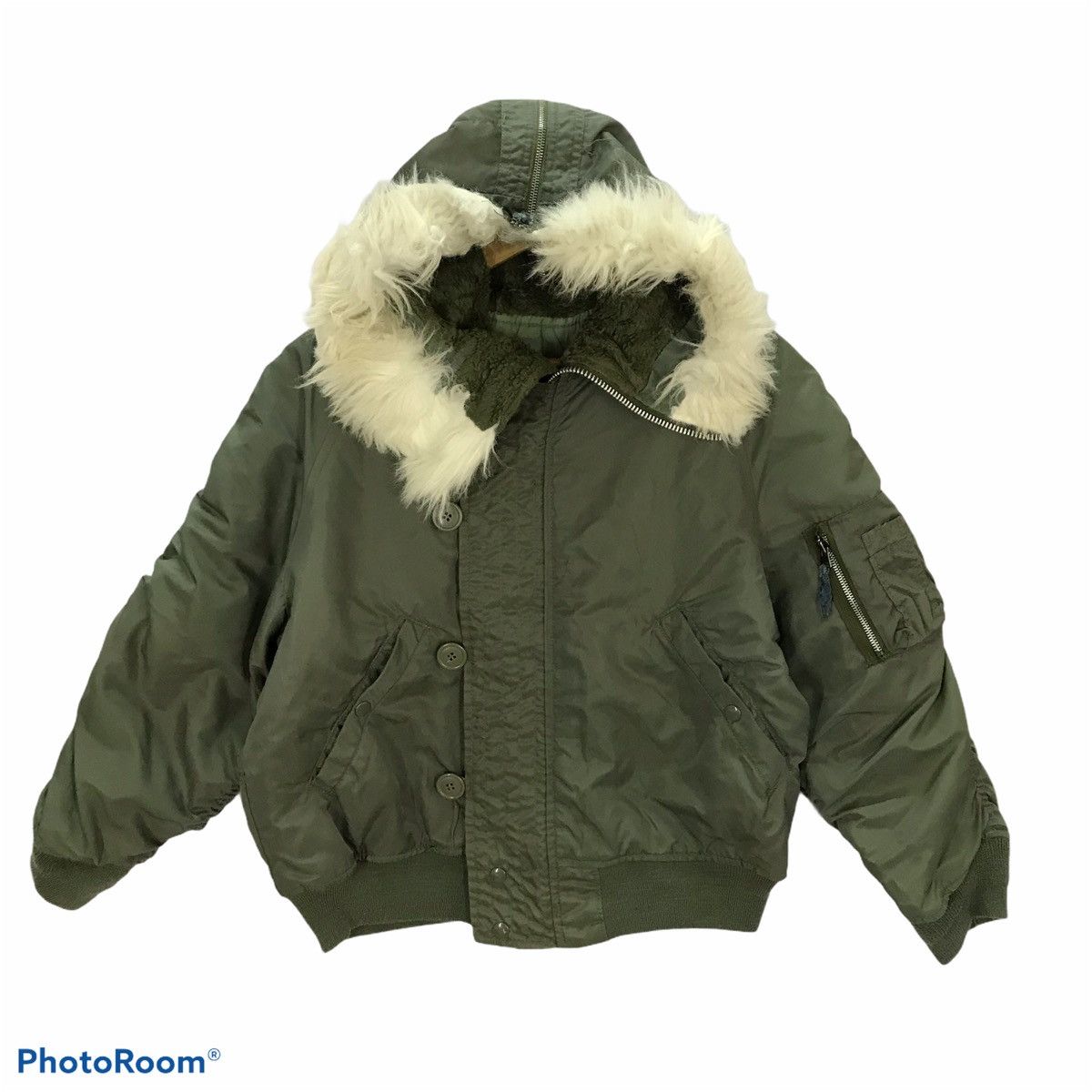Vintage Military Ma-1 Style Bomber White Fur Hoodies Jacket Size US M / EU 48-50 / 2 - 1 Thumbnail