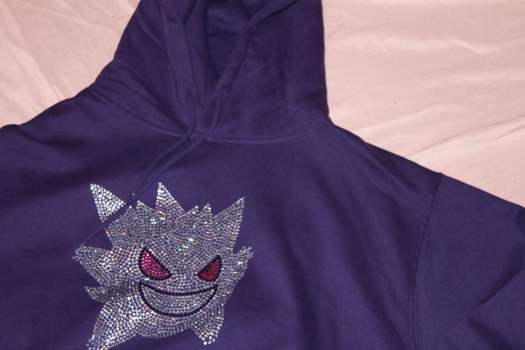 Goth Money PRECIOUS PIECES LA SWAROVSKI Gengar HOODIE PURPLE