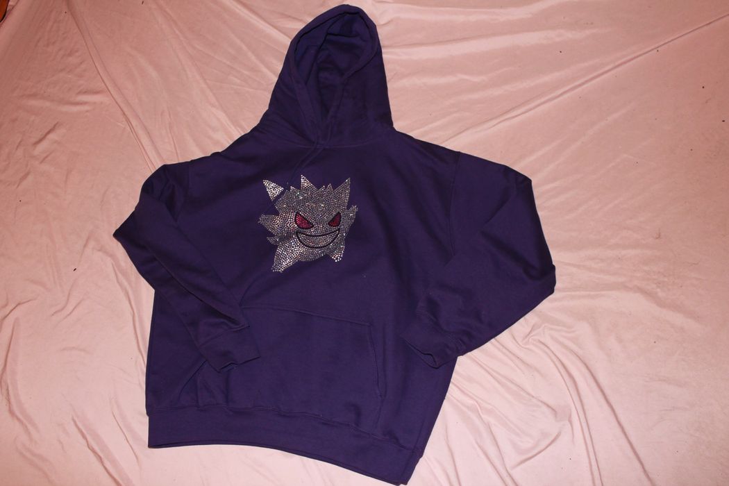 Goth Money PRECIOUS PIECES LA SWAROVSKI Gengar HOODIE PURPLE