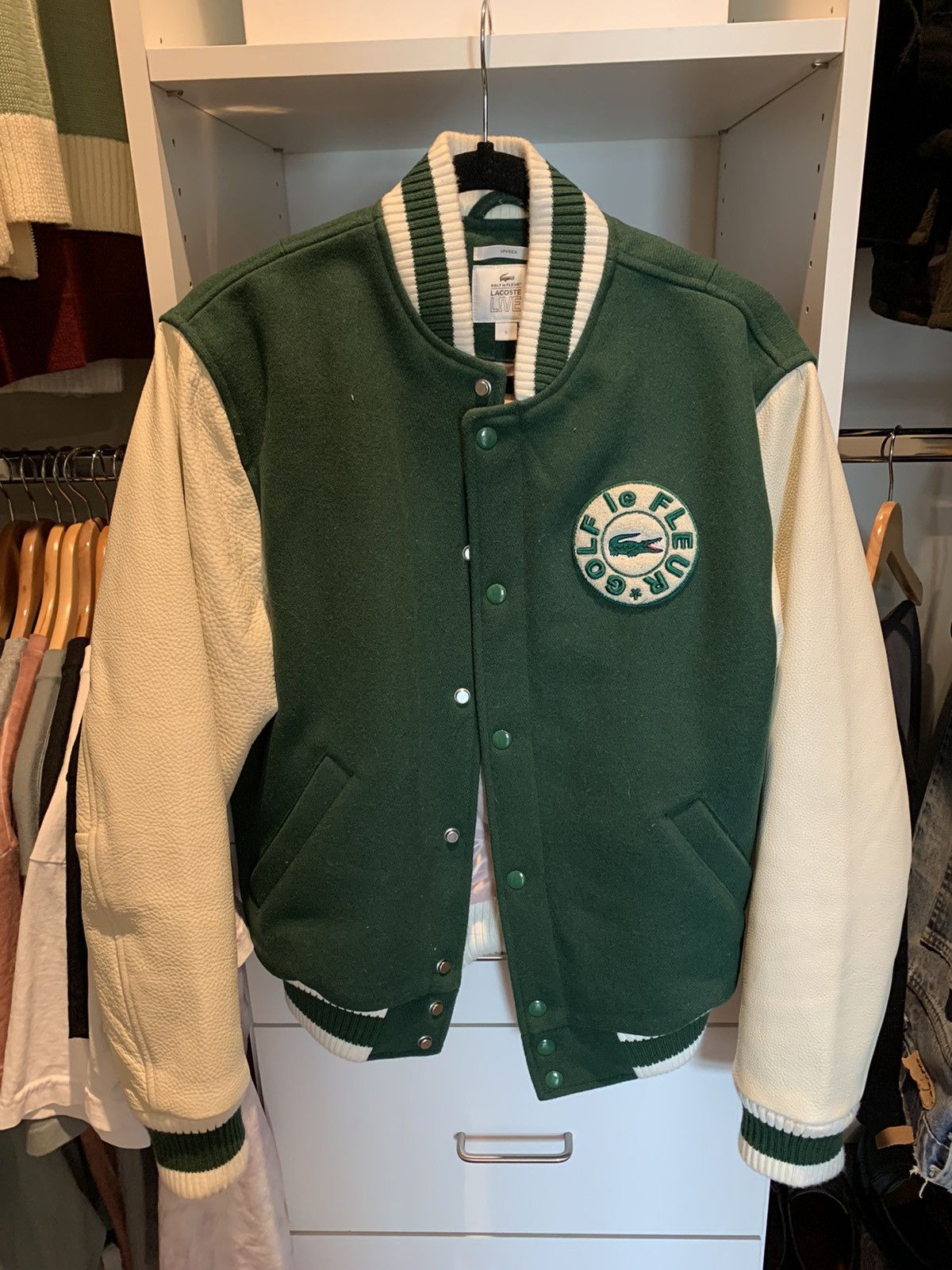 Golf le fleur lacoste teddy jacket green best sale