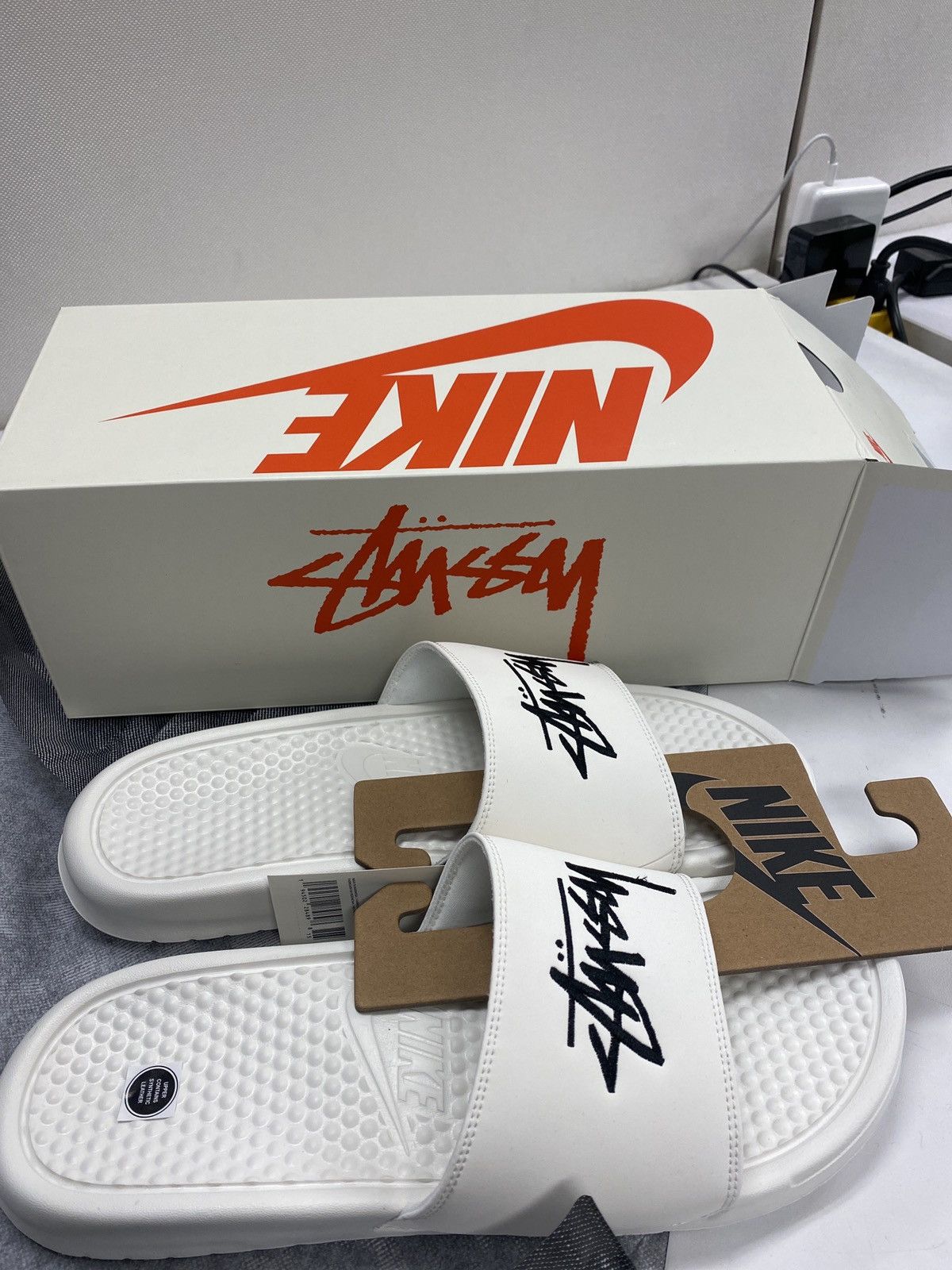 Nike Nike x stussy benassi slide white sz11 Grailed