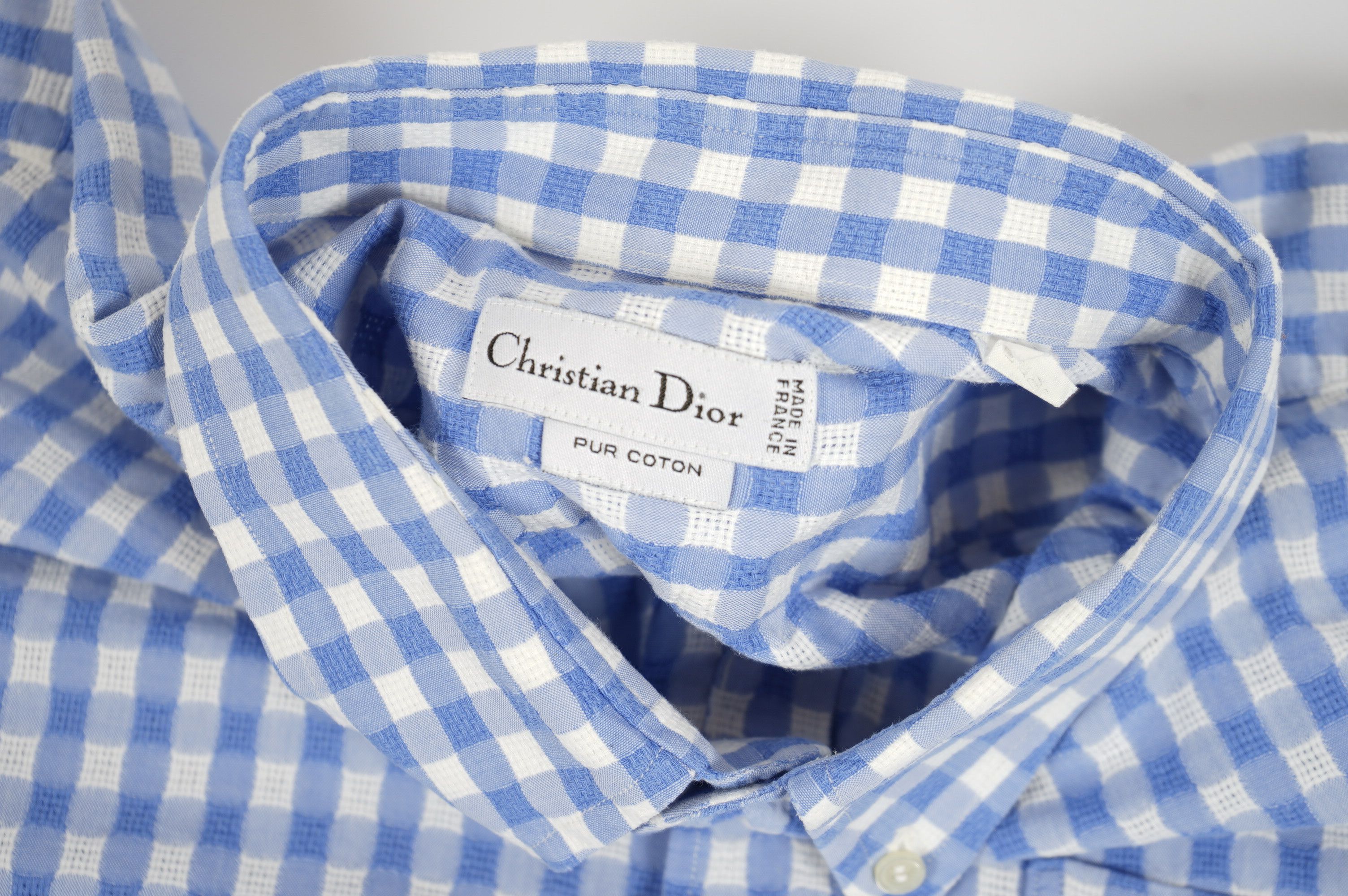 Made in France. Christian Dior Vintage Blue Checkered Shirt
